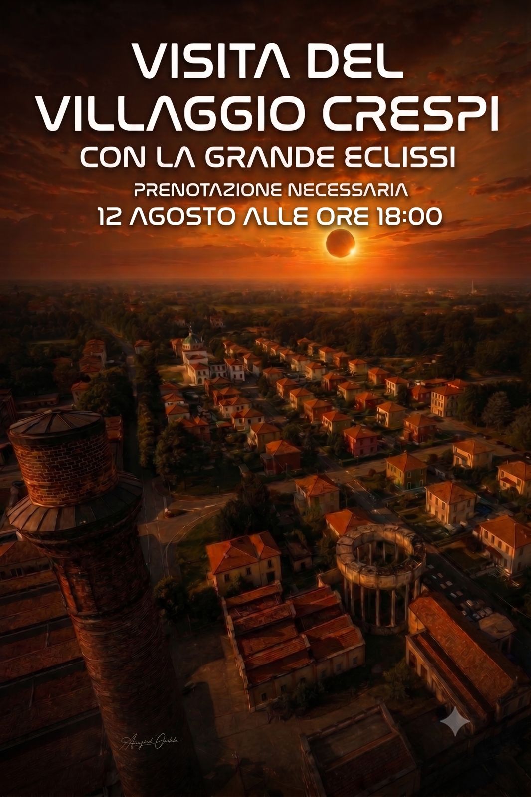 Eclissi al Villaggio Crespi - tour al tramonto con la grande eclissi